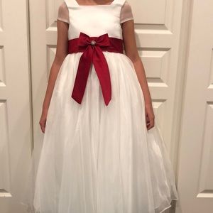 White dress white red bow